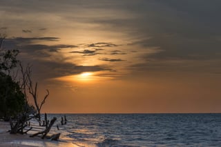 Zachód słońca na plaży w Surinamie